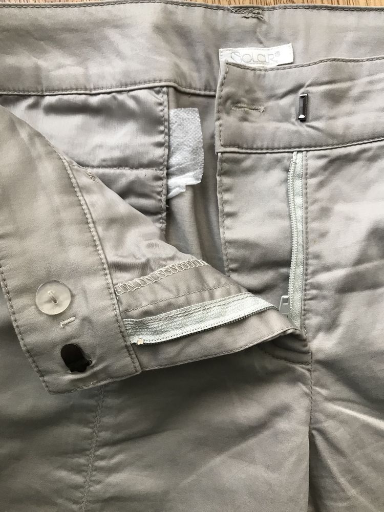 Srebrzysto-szare spodnie Solar 38 prosty krój
