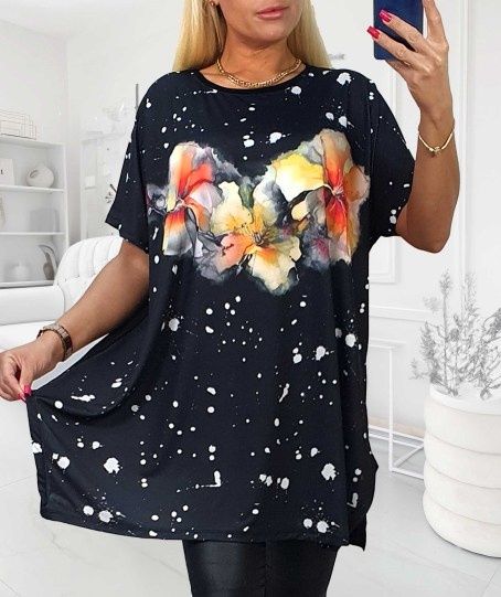 Bluzka, tunika plus size, asymetryczna, 50/52/54/56