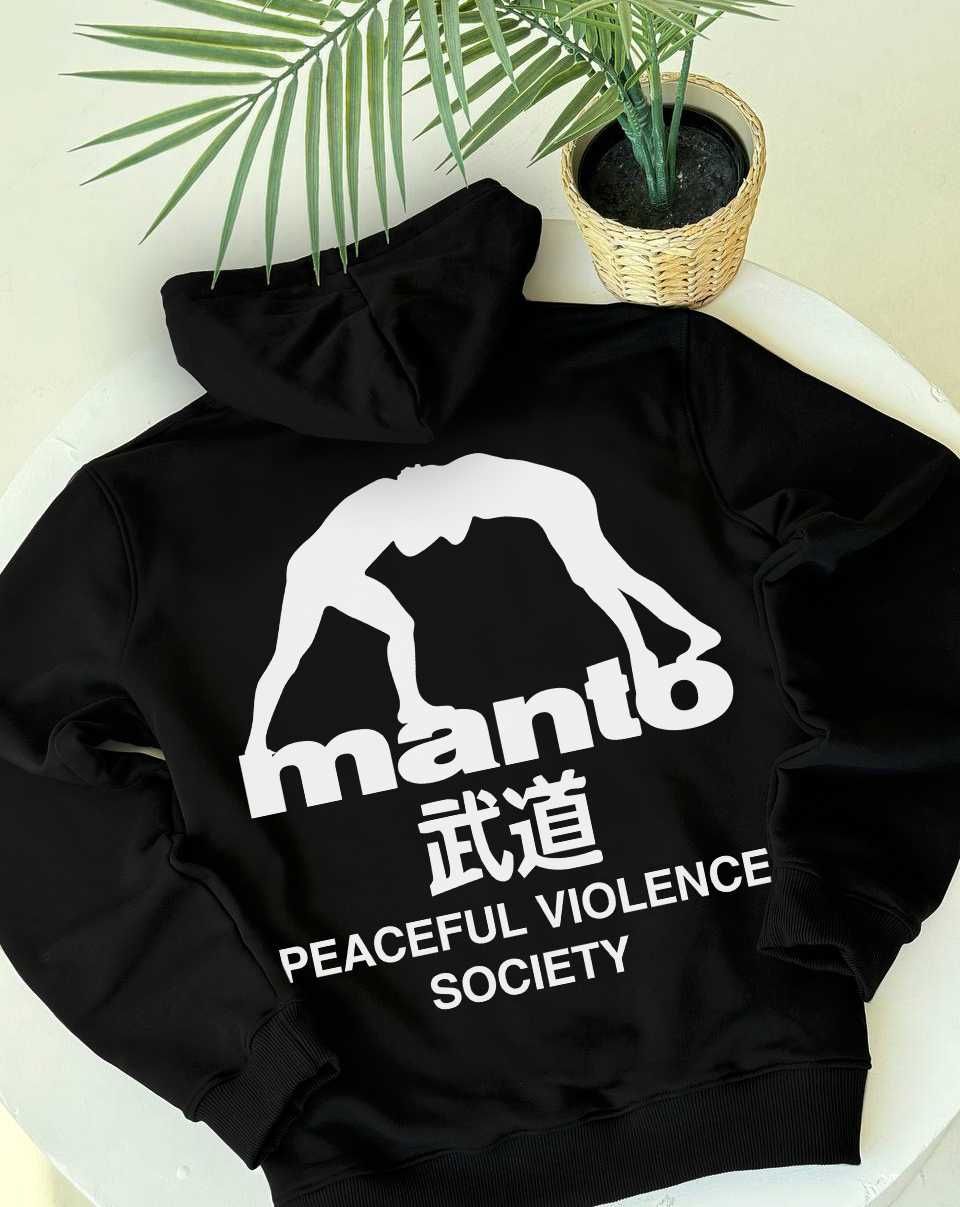 MANTO x Panku — Худи черное Манто — XS S M L XL — BIG Лого Принт