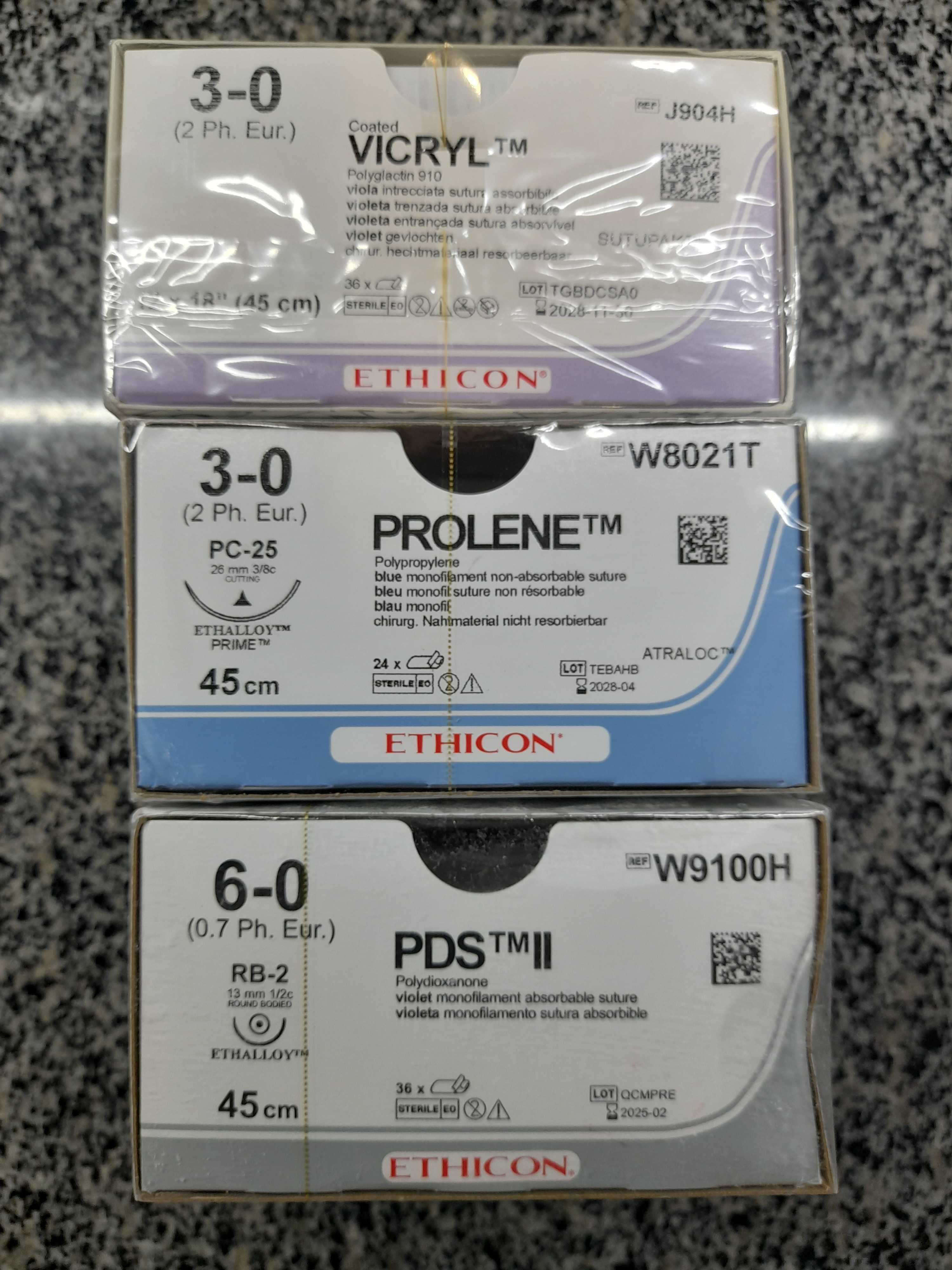 Шовний хірургічний матеріал Vicryl 3-0, Prolene 3-0, PDS 6-0