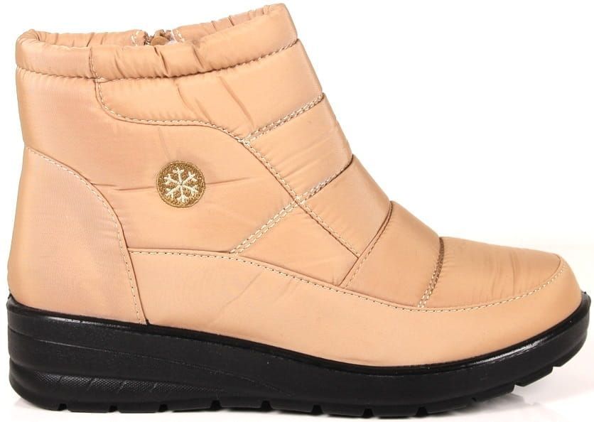 StrefaButa Śniegowce Damskie Niskie Na Koturnie 5029 Beżowe r41