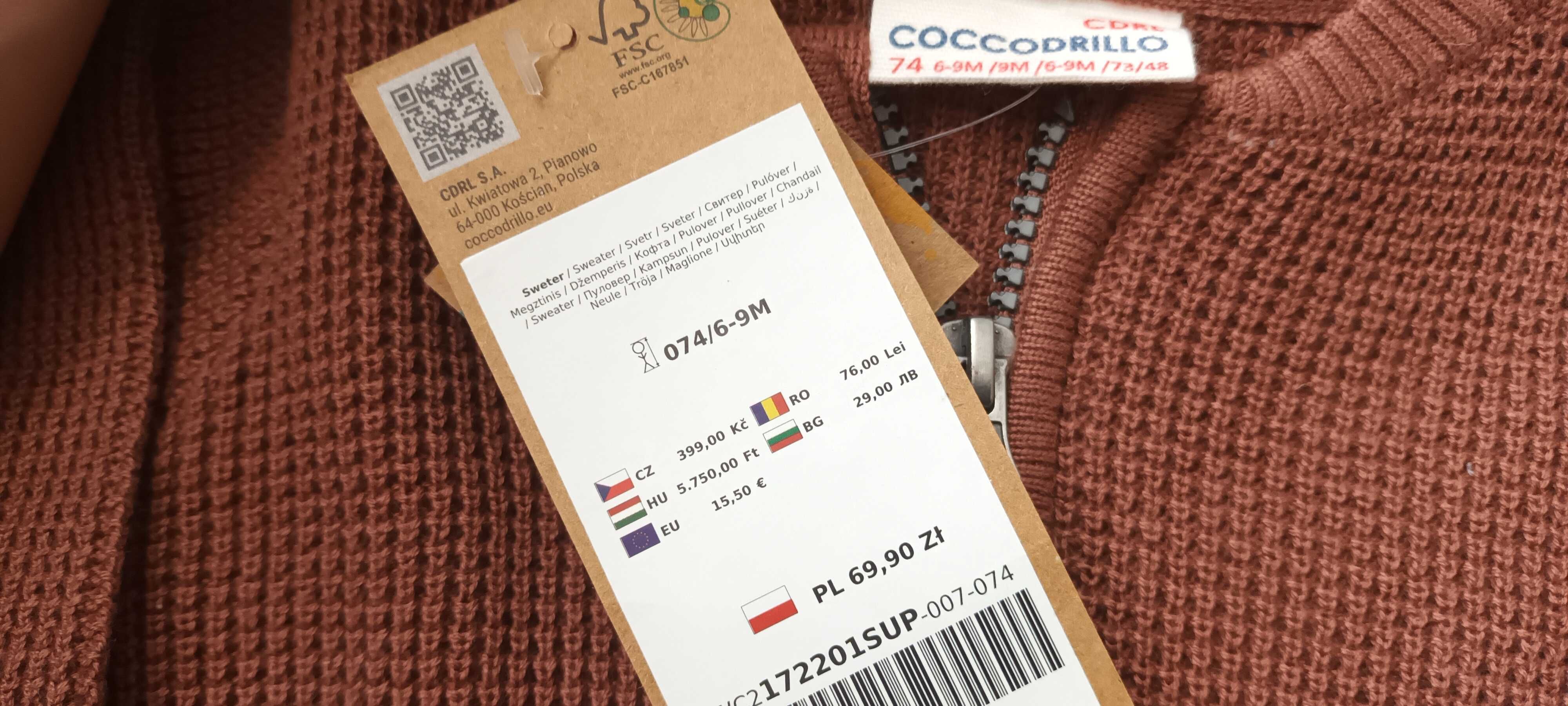 Nowy sweterek coccodrillo rozmiar 74