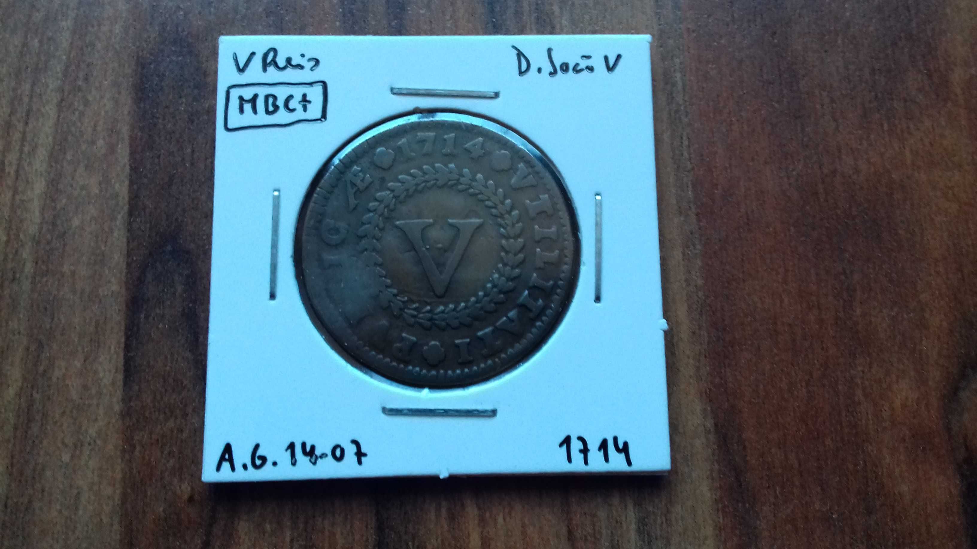 Moeda V Reis 1714 D. João V - MBC+