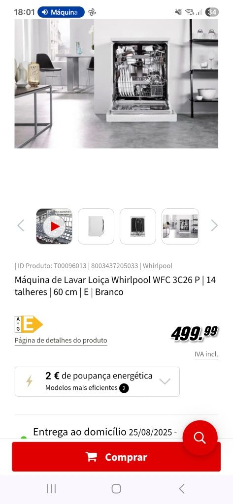 Para venda maquina lavar loiça Whirlpool praticamente nova