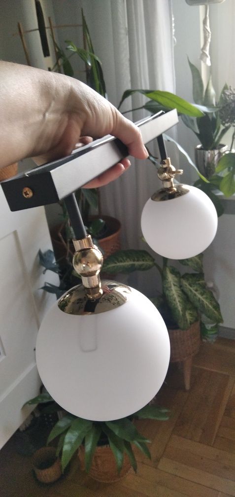 Lampa sufitowa, kinkiet łazienkowy argon / złoto czarna kule