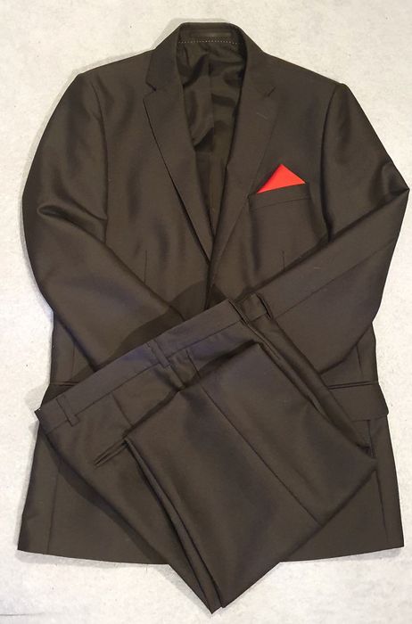 Garnitur Męski Dino Salvani - slim -  ciemny grafit 182 cm