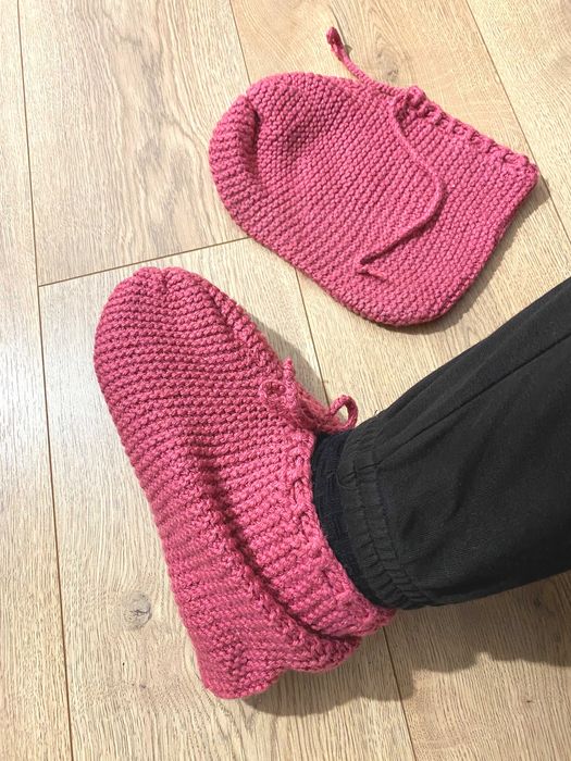 NOWE ocieplacze na stopy na szydełku róż 38 - 40 skarpetki ogrzewacze