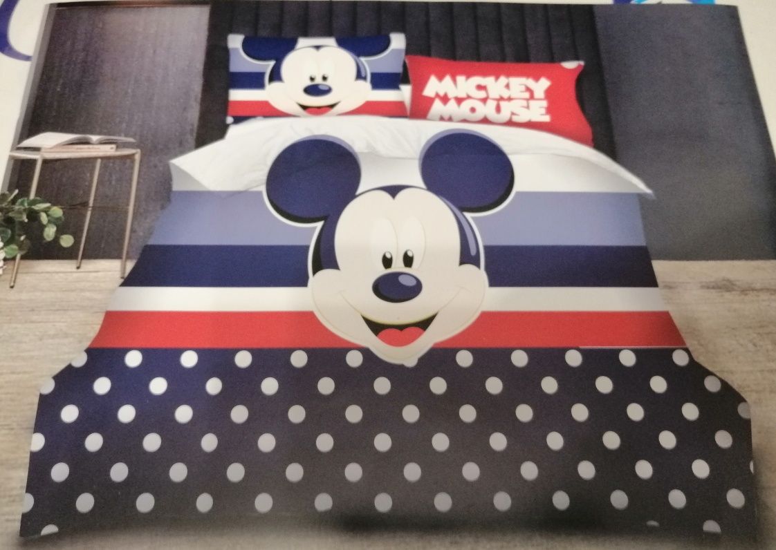 Pościel Mickey Mouse miki 140/200 prześcieradło 2 poszewki bawełna