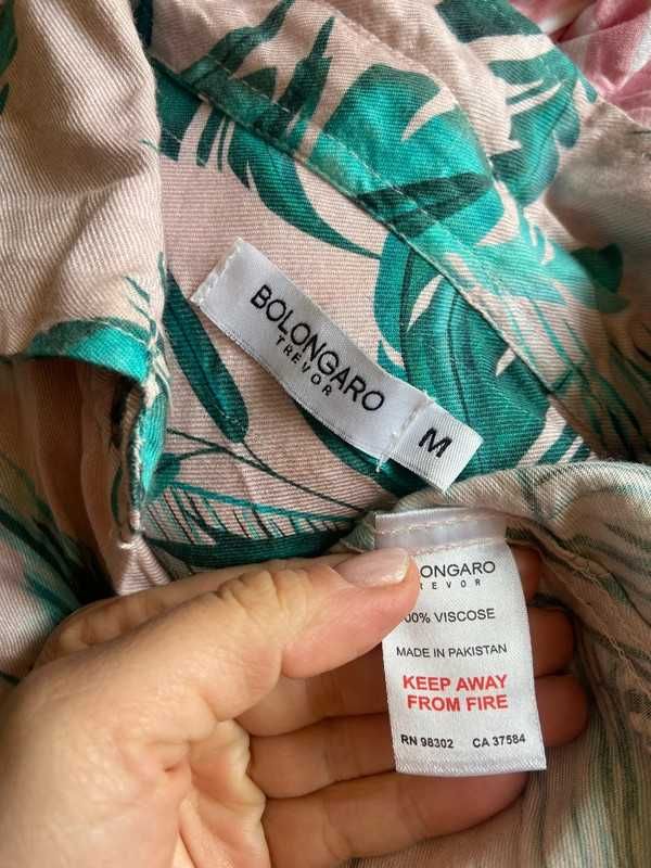 Bolongaro wiskoza rajska kolorowa koszula m l 38 40  liście viral