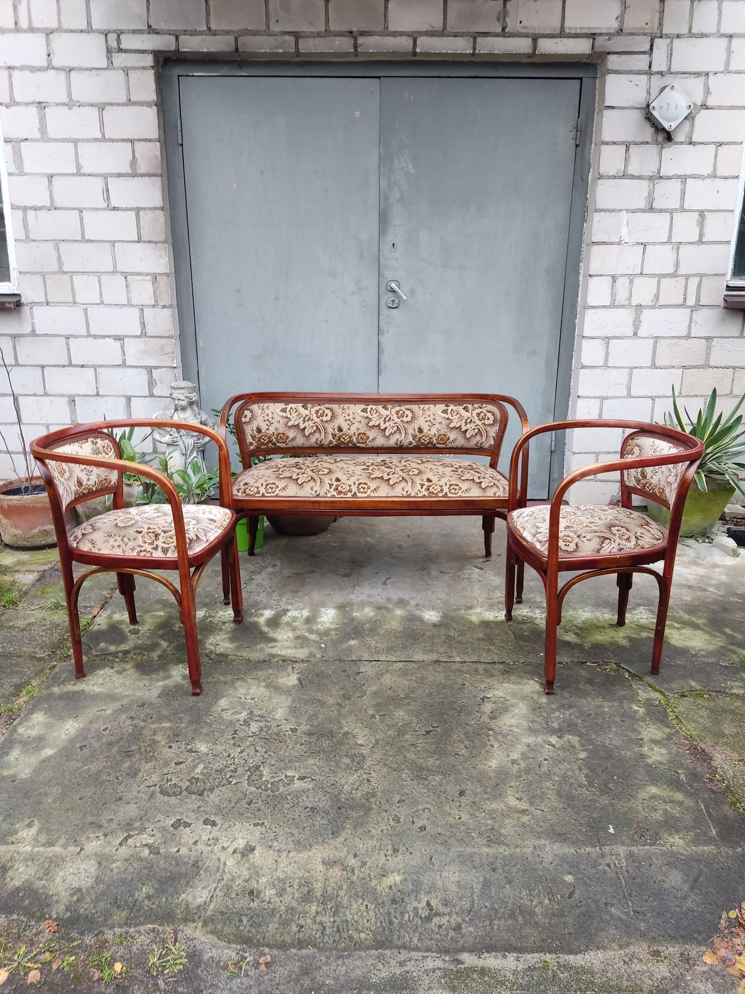 Sofa i dwa fotele proj G.Siegel dla J&J Kohn vintage retro