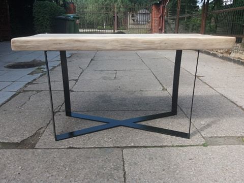 Stół, stolik, ława kawowy (a) (Topolowy z metalowymi nogami !)