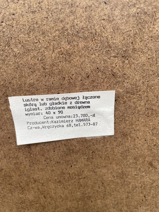 Lustro dębowe PRL nowe