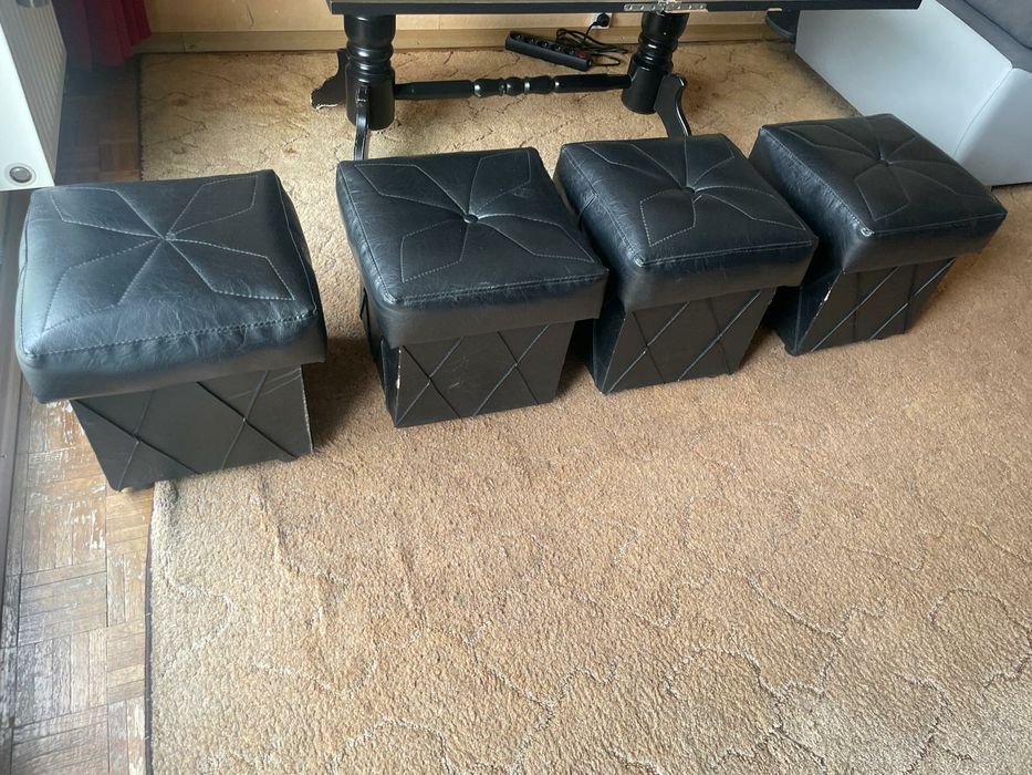 Pufy skórzane komplet 4 szt.