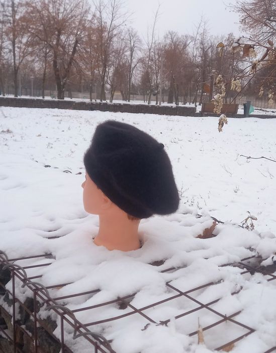Вязано-валяный женский берет, 100% шерсть