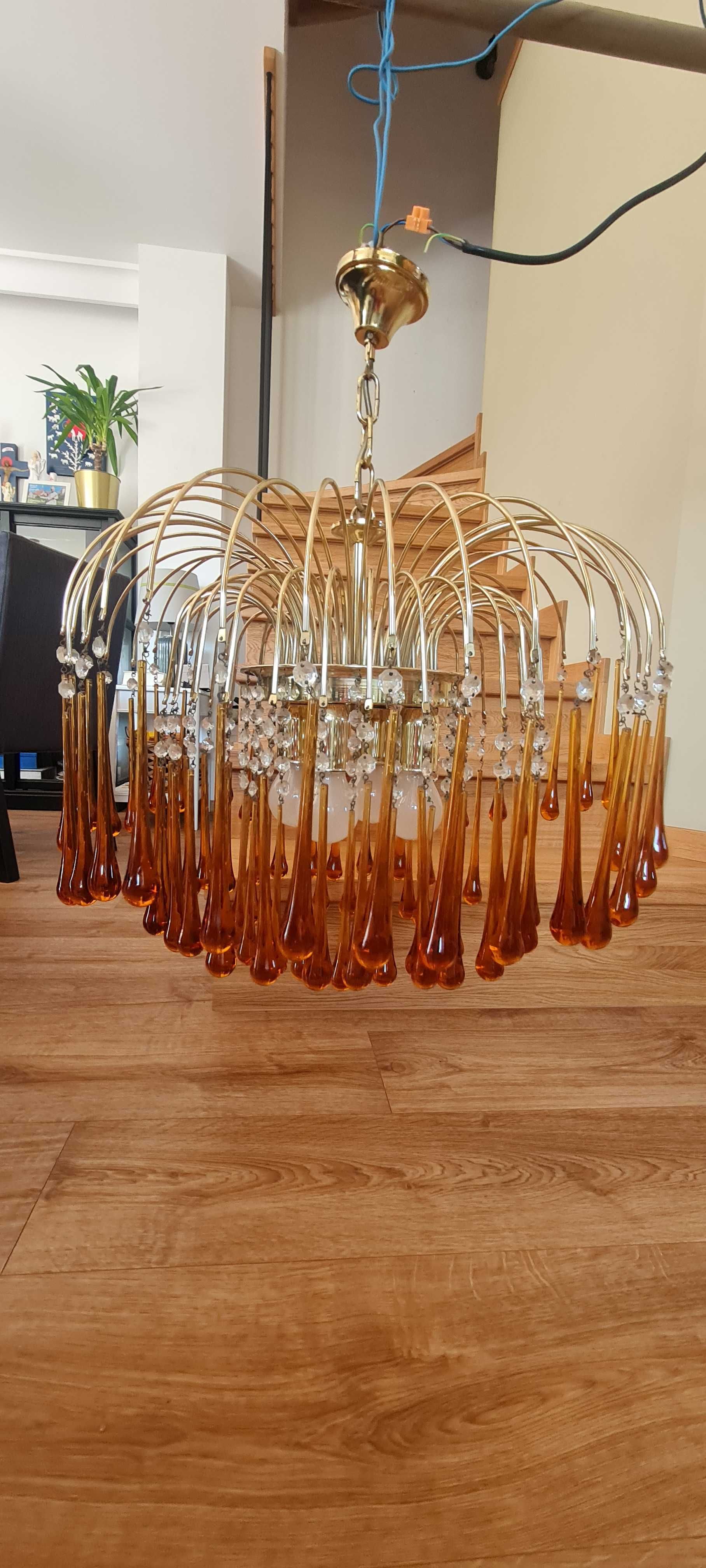 Murano żyrandol kryształowy szer. 53 cm miodowe sople