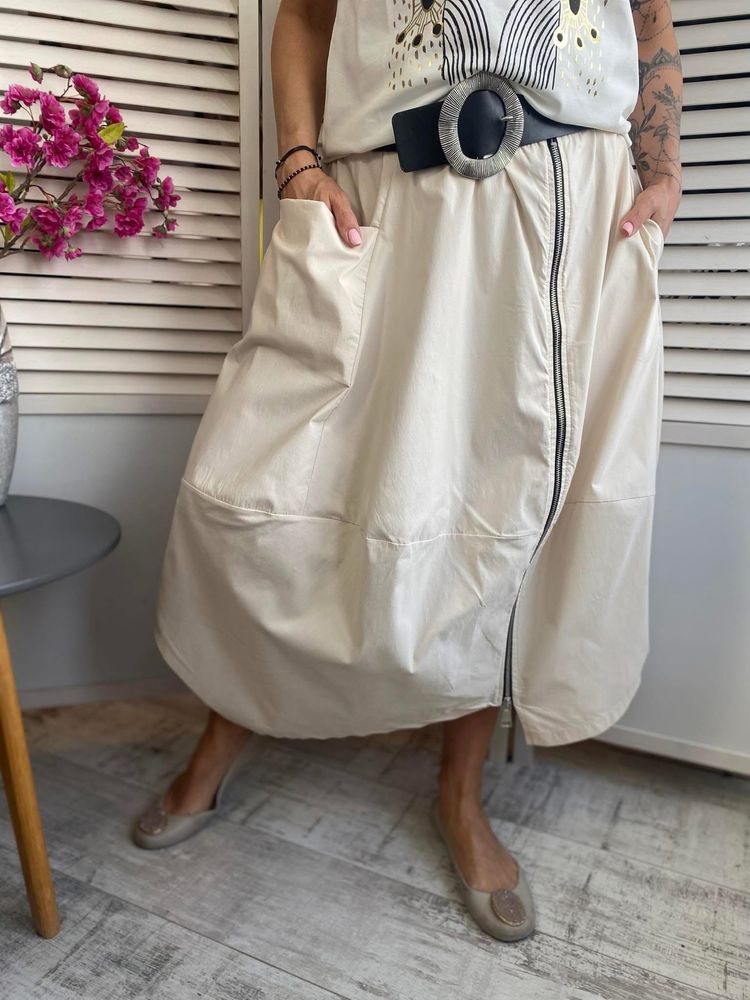 Dolce Vita włoska spódnica midi boyfriend zip one size new