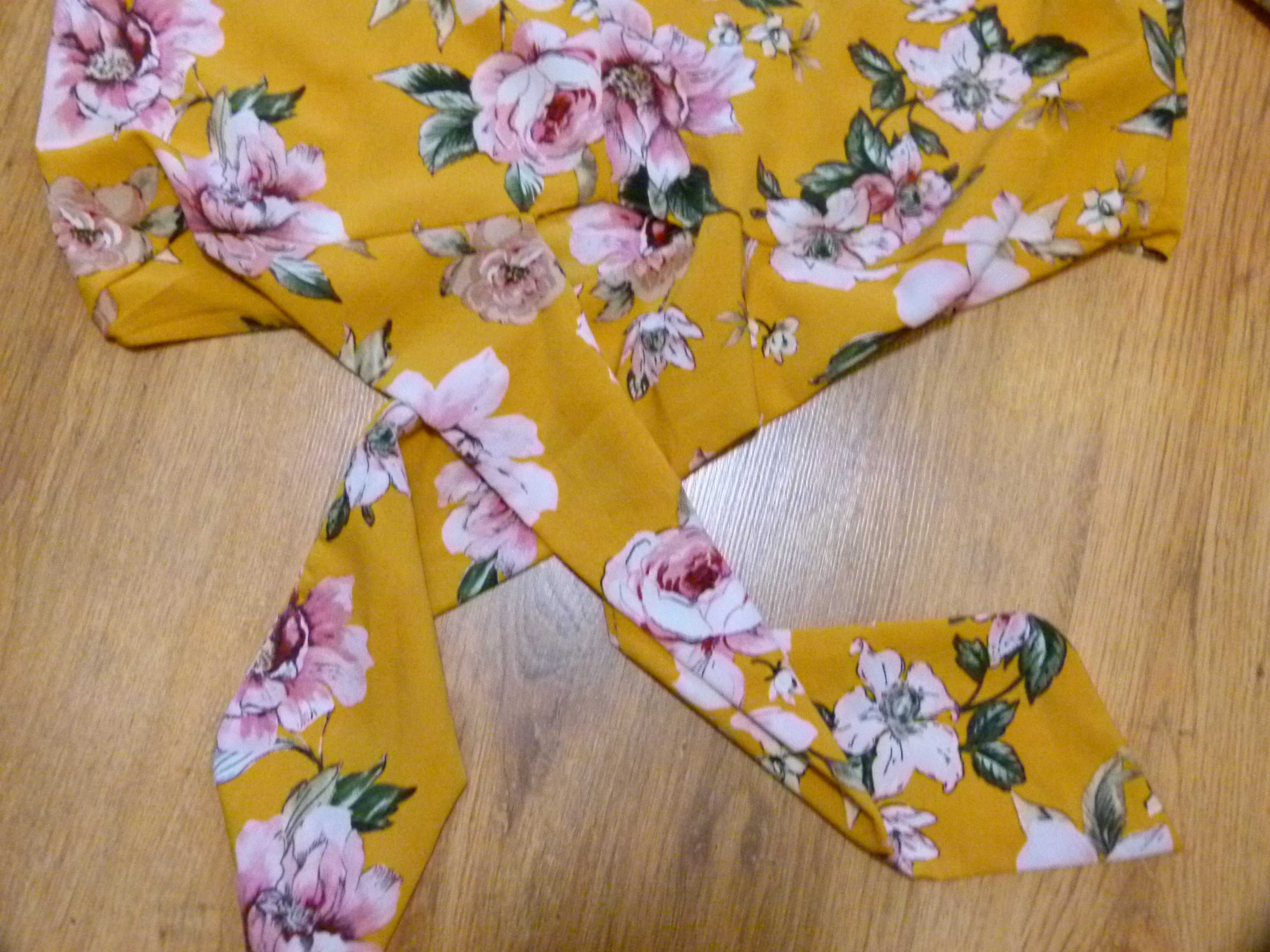 Primark koszula musztardowa wiązana krótsza w kwiaty rozm 44 XXL