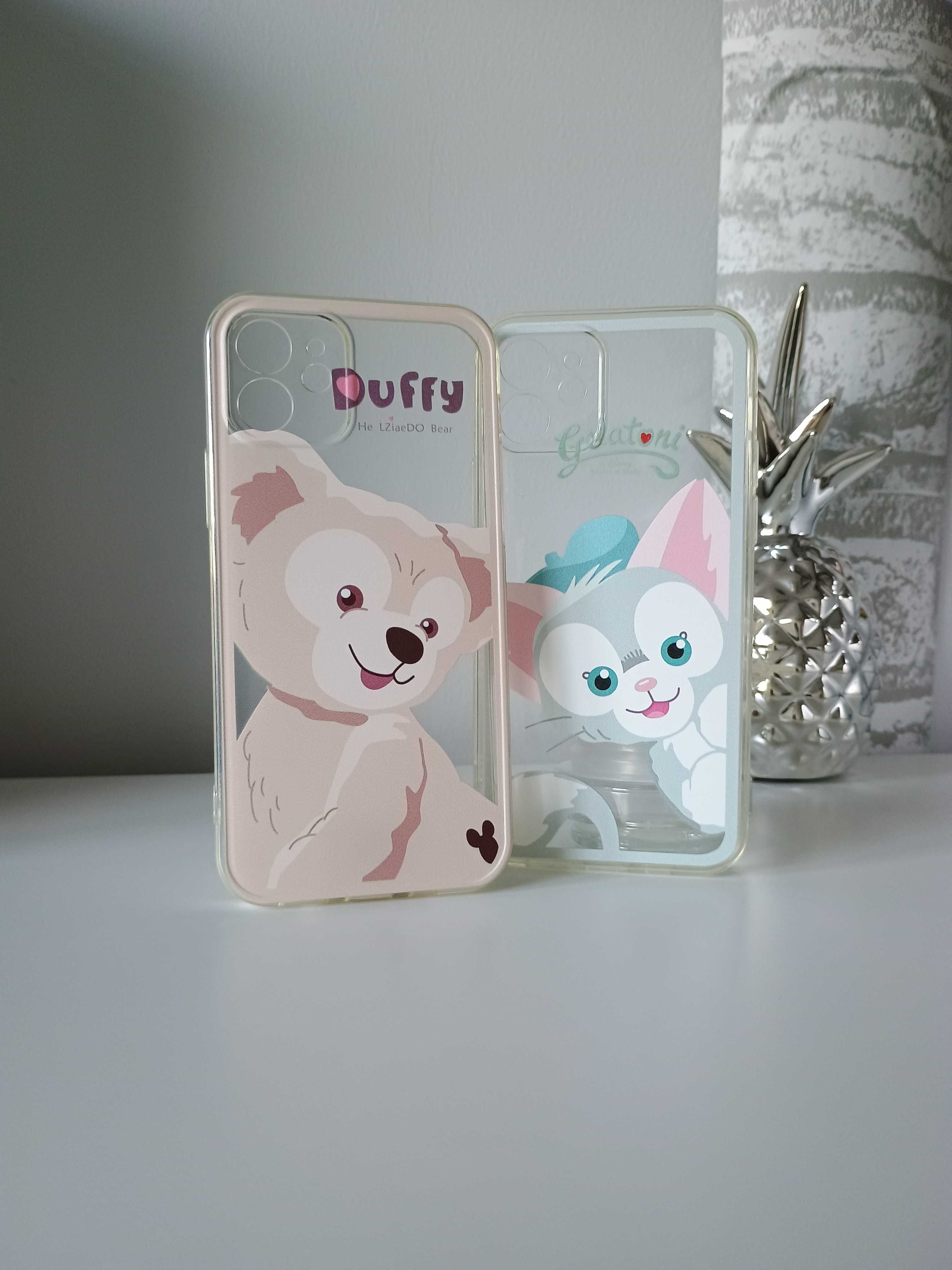 Zestaw 2 silikonowych etui/case do iPhone 12 Miś Duffy i Kot Gelatoni