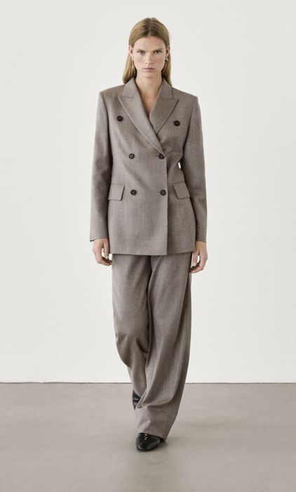 Nowa marynarka Massimo Dutti 100 % wełna norkowa chłodny beż 34 XS