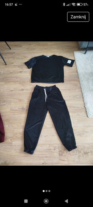 Dres nowy welur czarny dobry na m L xl