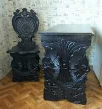 Гарнитур резной в стиле ренессанс. Renaissance table and arm chair