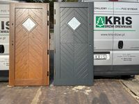 Drzwi drewniane zewnętrzne jodełka i karo 10 cm Pasywne