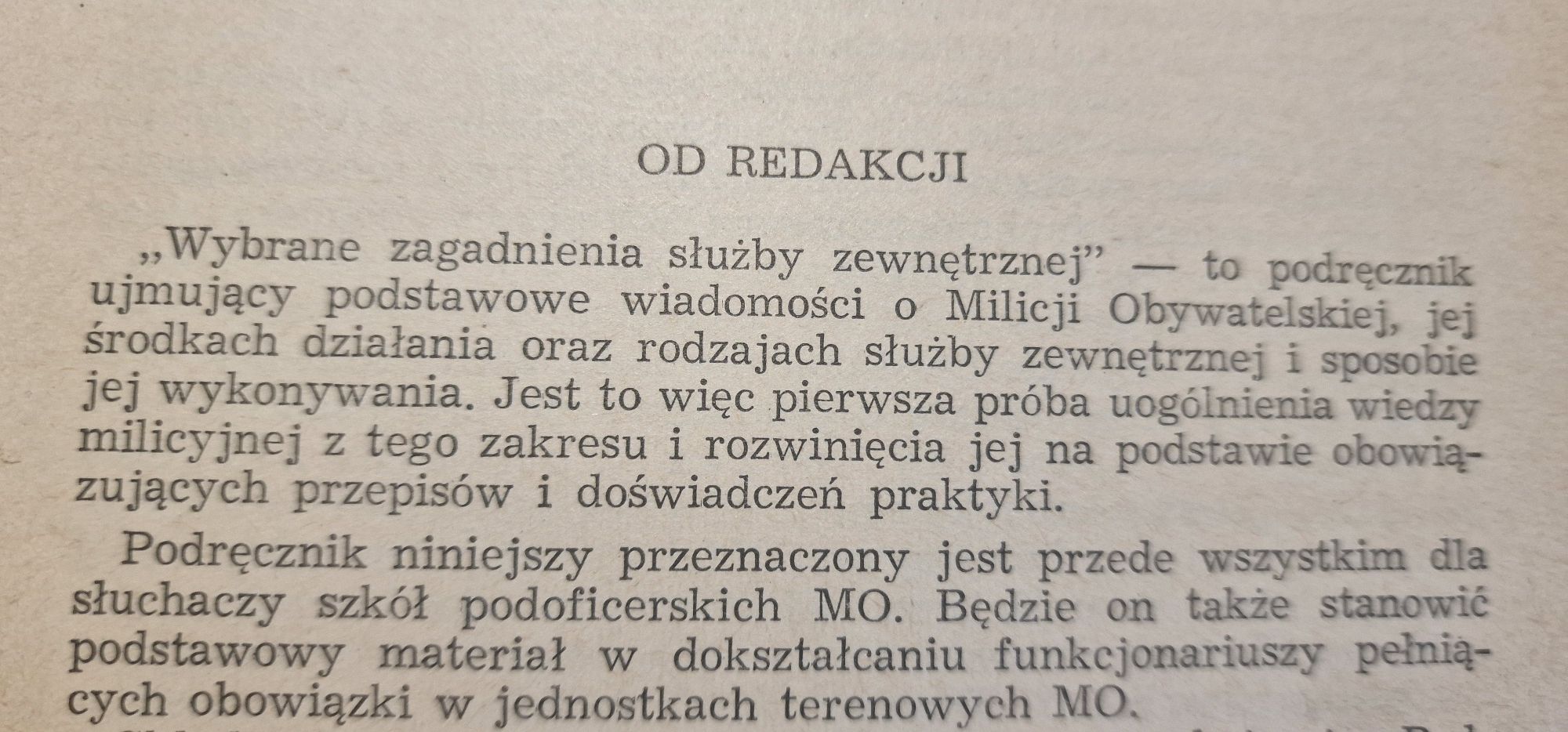 Wybrane zagadnienia służby zewnętrznej MO MILICJA