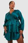 Boohoo 44 Xxl Sukienka Mini Satynowa Forest J29498