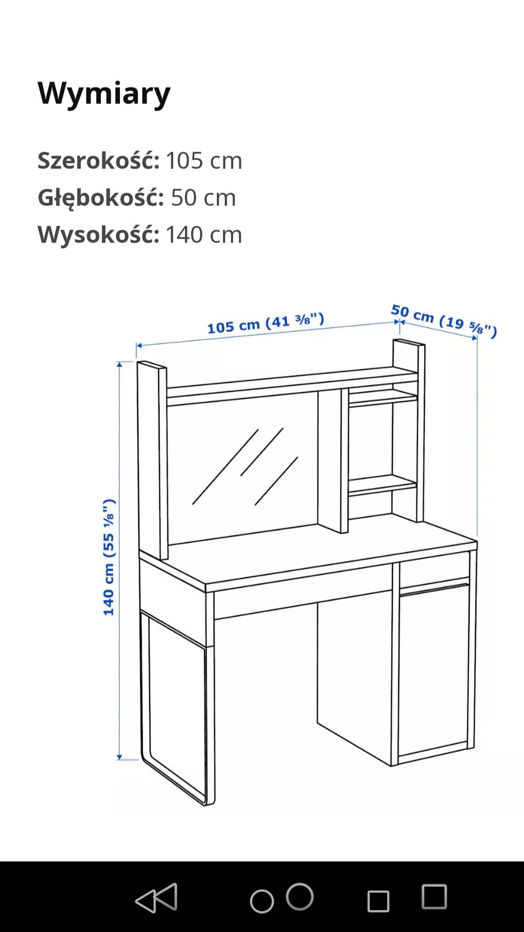 Biurko Micke z nadstawką Ikea 105x50 czarnobrąz.