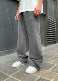 Трендові чоловічі широкі джинси baggy wide leg сірі