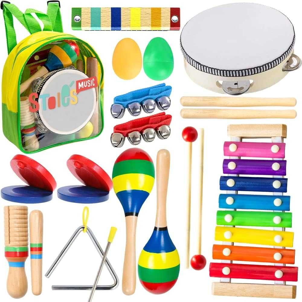 Drewniane instrumenty dla dzieci, kolorowe