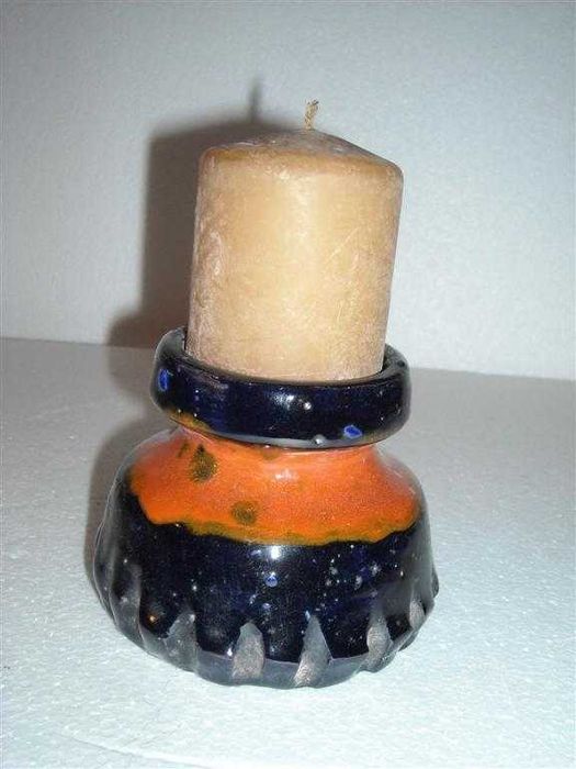 Castiçal antigo vela ceramica vidrada feito a mão