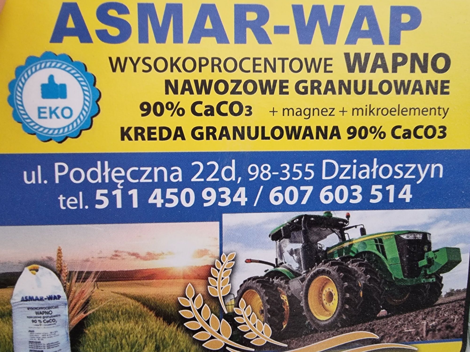 Wapno nawozowe granulowane, węglanowe,magnezowe, kreda