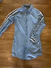Рубашка джинсовая удлиненная polo login сорочка джинсова джинс платье