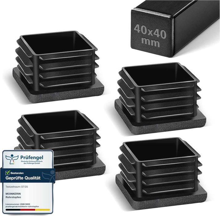 Korki lamelowe kwadratowych 40 × 40 mm, stożkowe, zaślepki do rur
