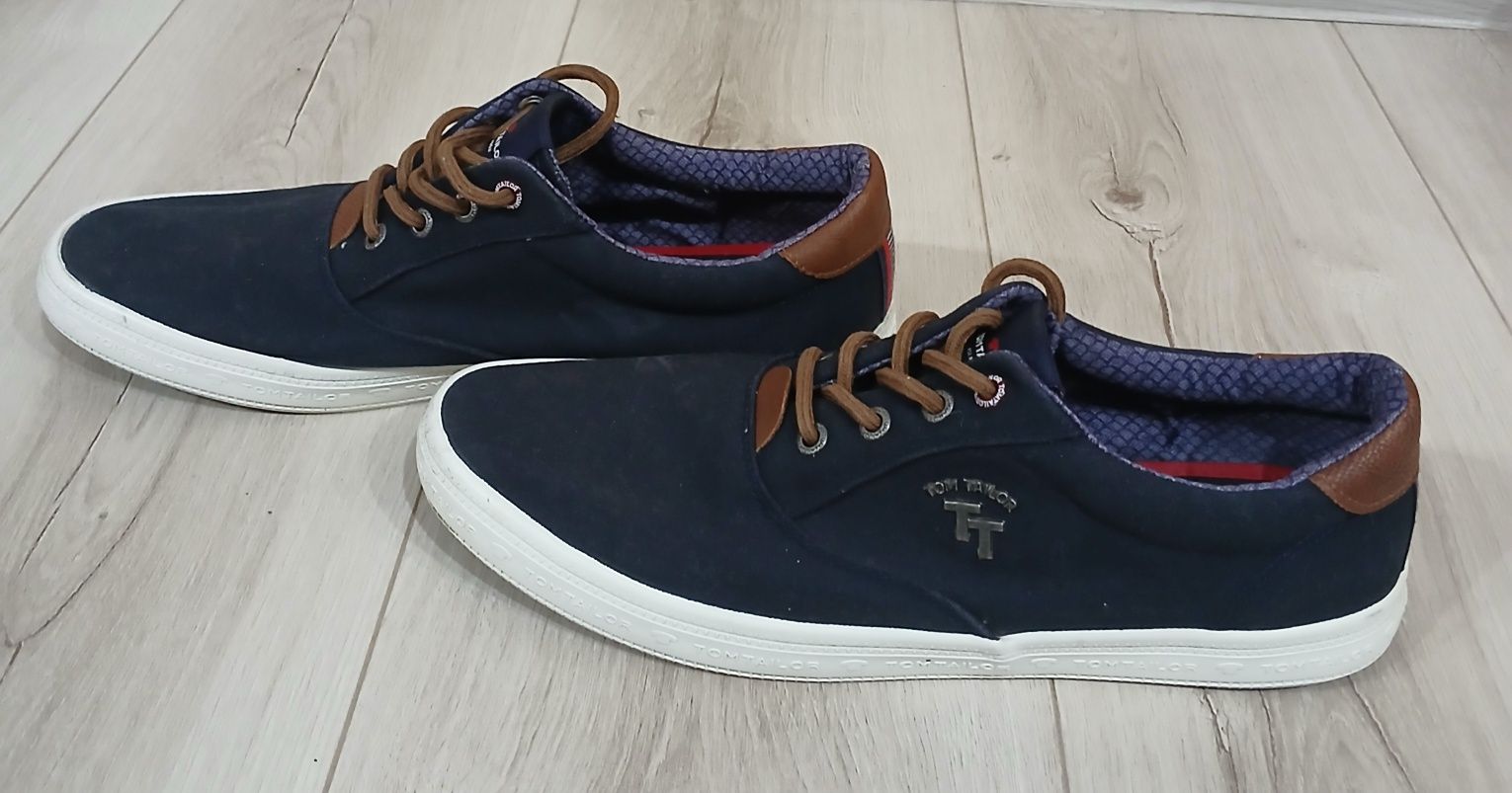 Tenisówki Tom Tailor -grsnstowe z brązowa skórą. Rozmiar wkładki 28cm