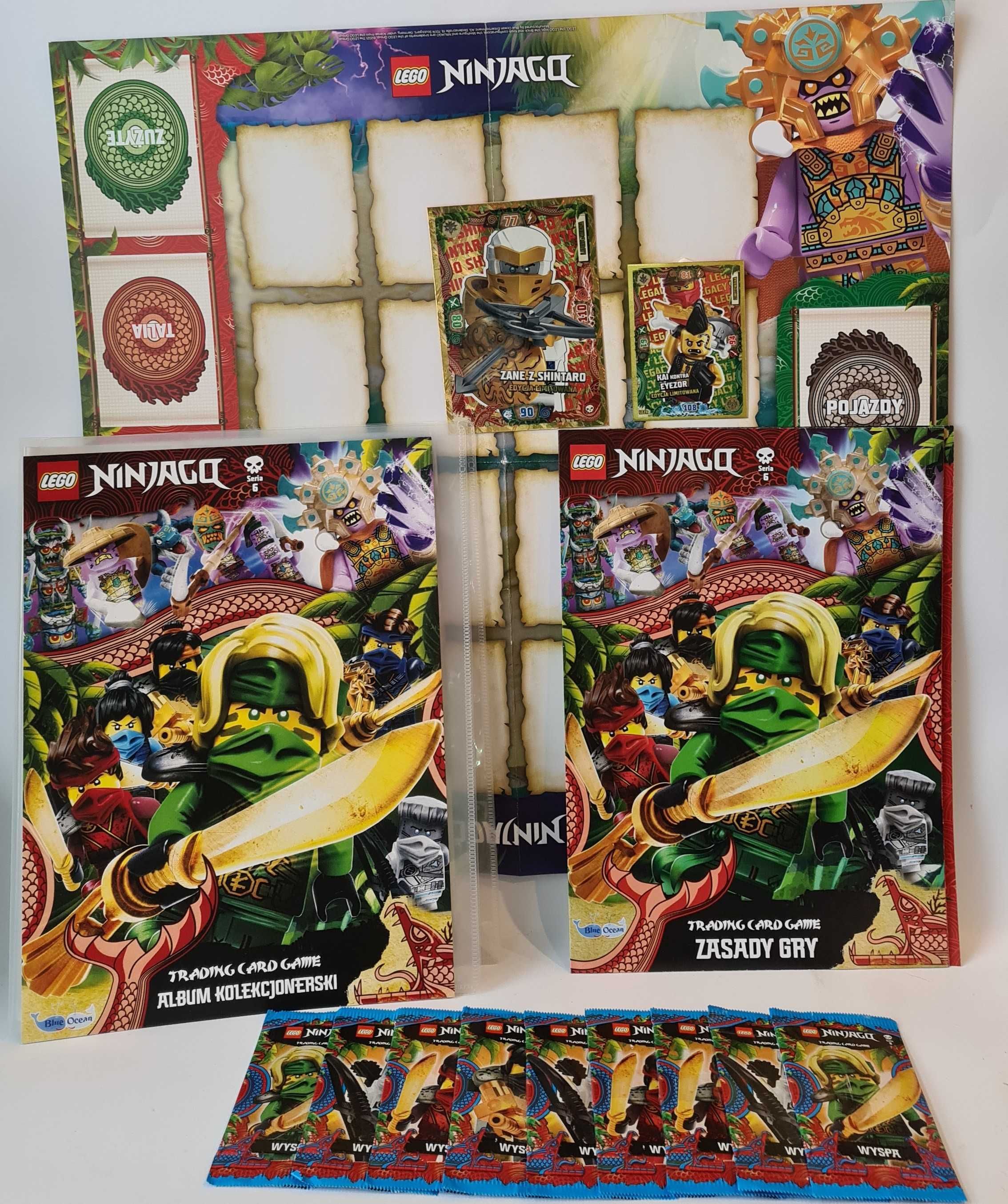 NINJAGO 6 wyspa ALBUM+75 karty +PLANSZA+spis+ 4 X ZŁOTA