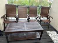 Meble ogrodowe drewniane ława + 4 krzesla
