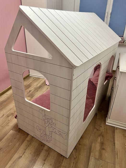 Łóżko dziecięce domek + PRZEŚCIERADŁO, 2x POSZEWKI