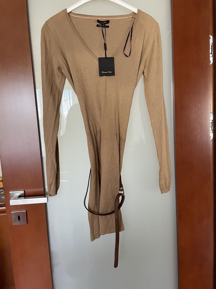 Sweter Zara tunika sweterek Massimo Dutti S M XS nowy pasek skórzany