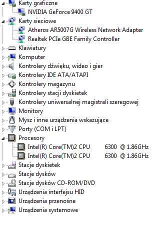 Komputer stacjonarny Intel Core 2 Duo E6300, 3GB DDR3, GeForce 9400 GT