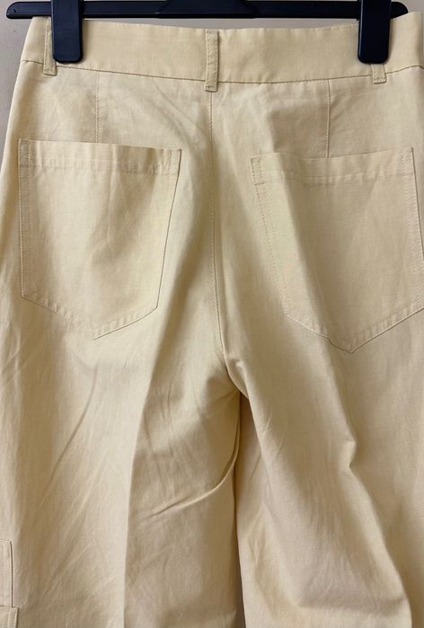 Лляні жовті брюки ZARA прямі на талію льон льняные желтые котон осень