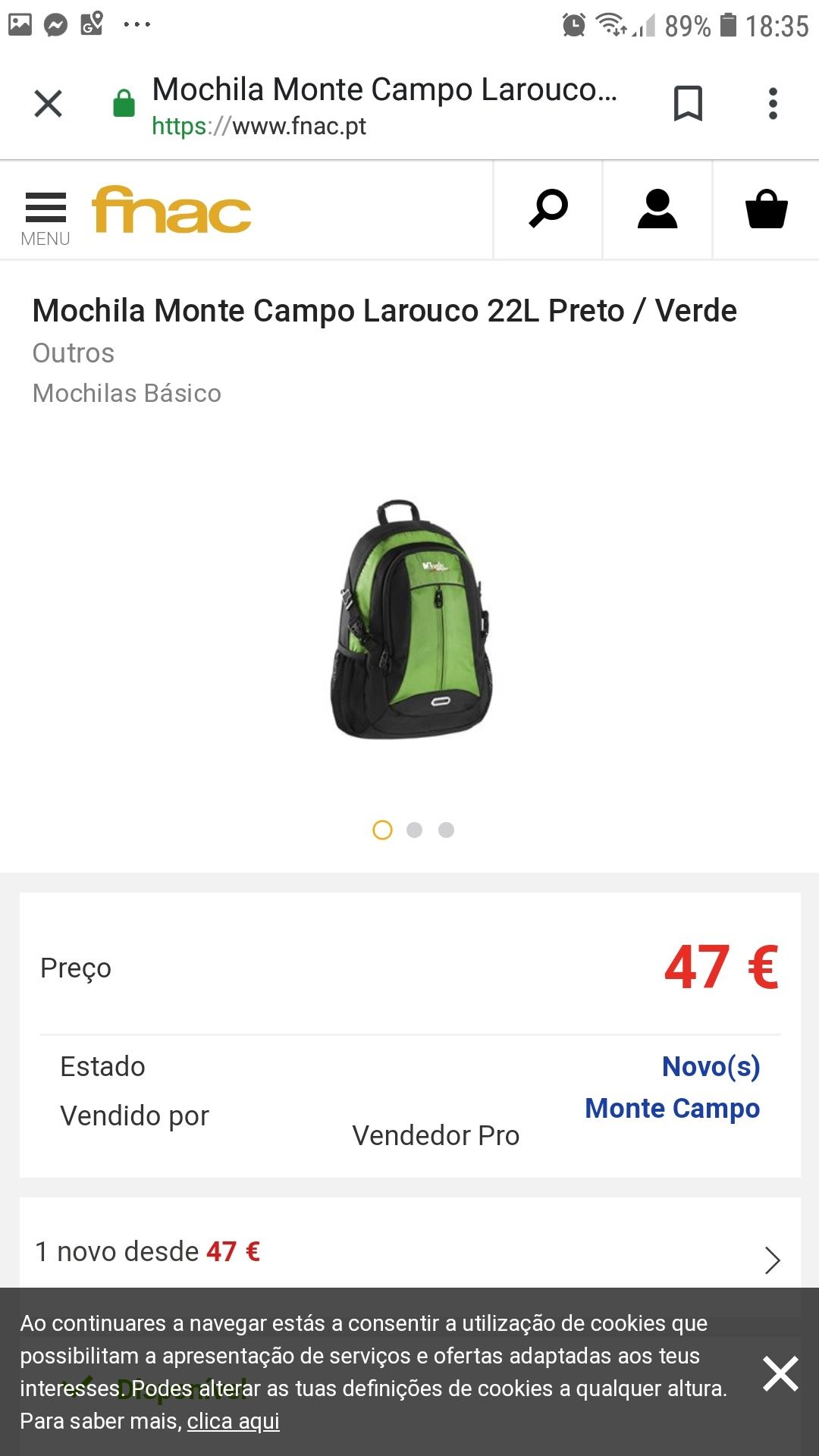 Mochila Monte Campo Larouco 22L Preto / Verde