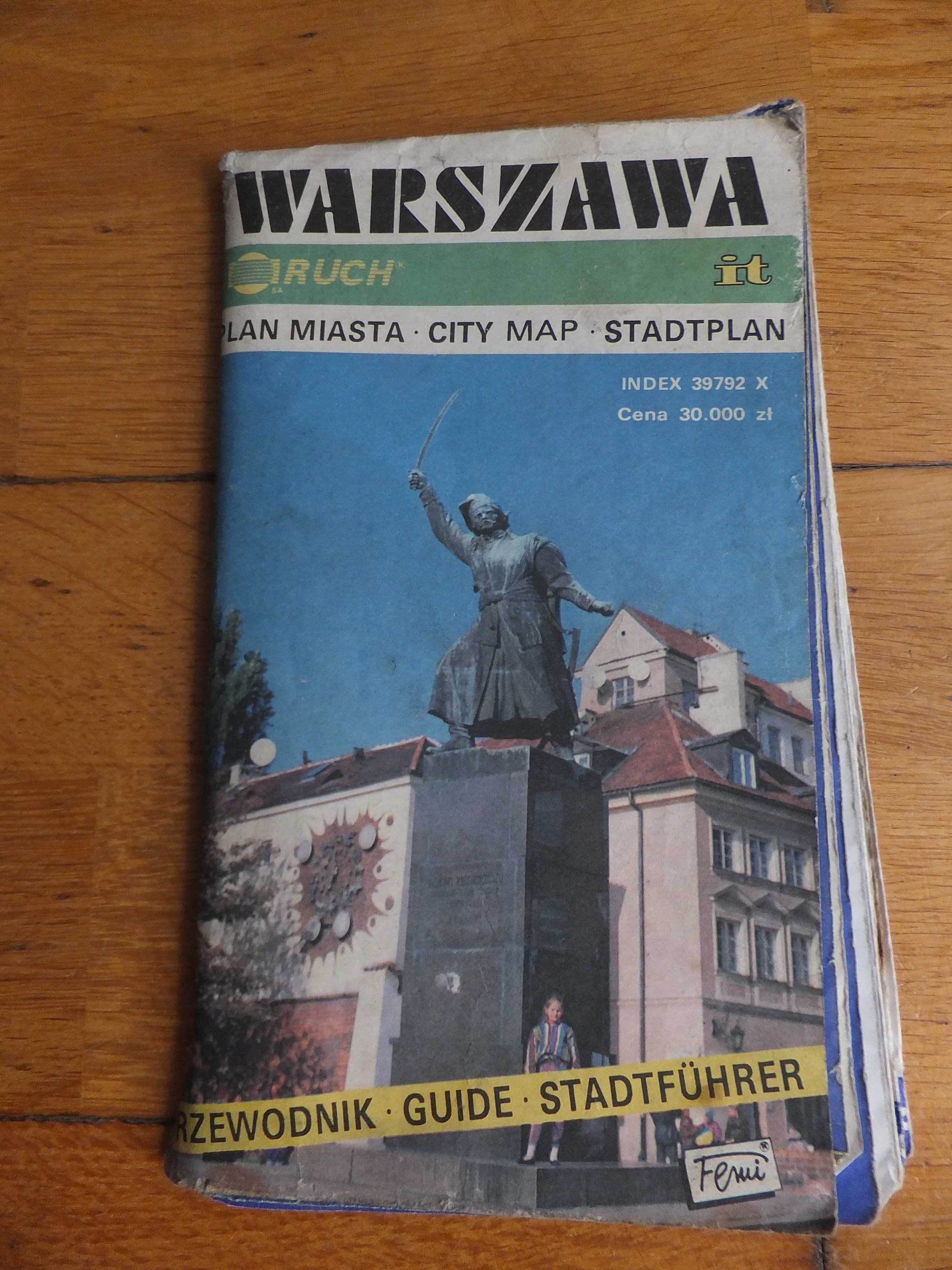 Mapa turystyczna przewodnik Zamek Królewski Warszawa Stolica retro