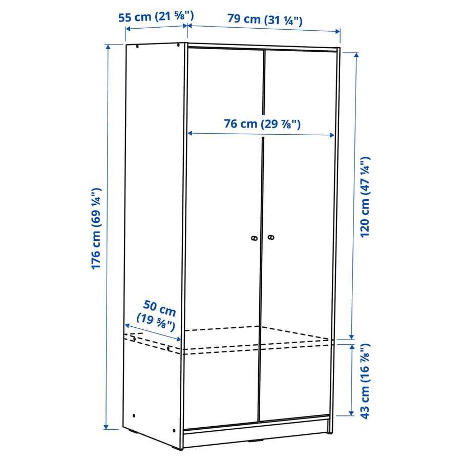 Roupeiro KLEPPSTAD com 2 portas, branco 79x176cm