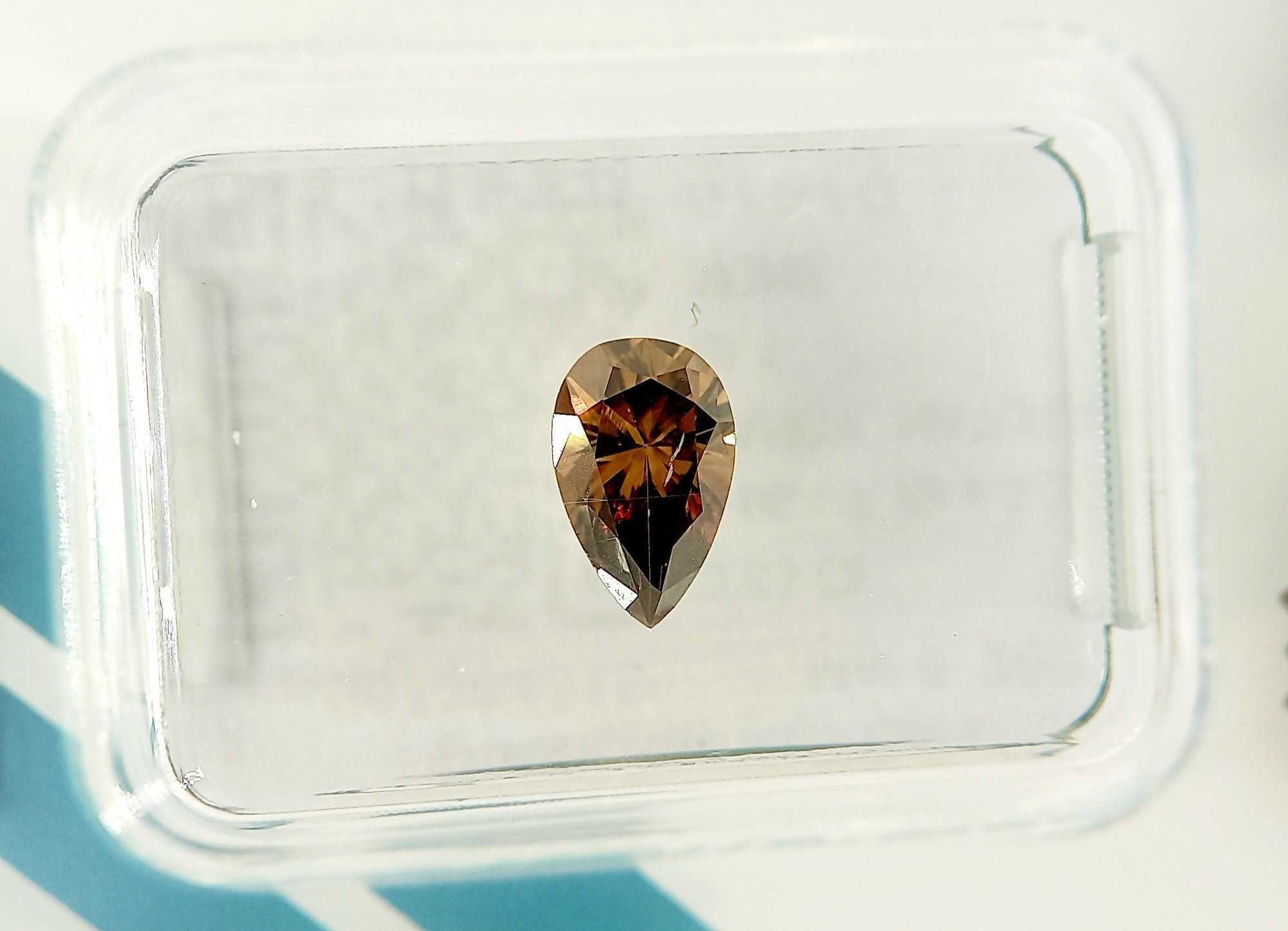 Diamante 0.63 ct SI1 (Pera, castanho amarelado escuro fantasia)