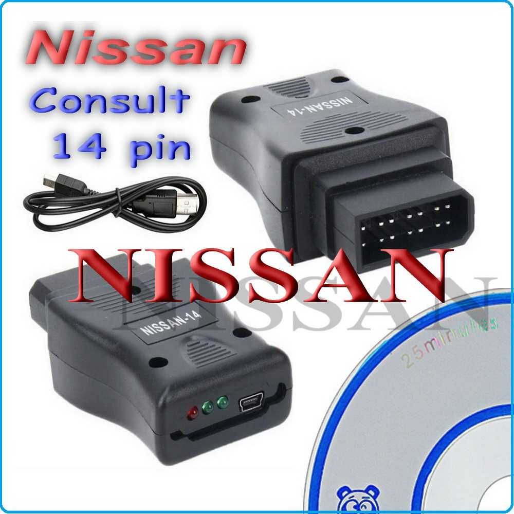 Диагностический OBD адаптер Nissan Consult 2 14 pin USB чип FT232RQ