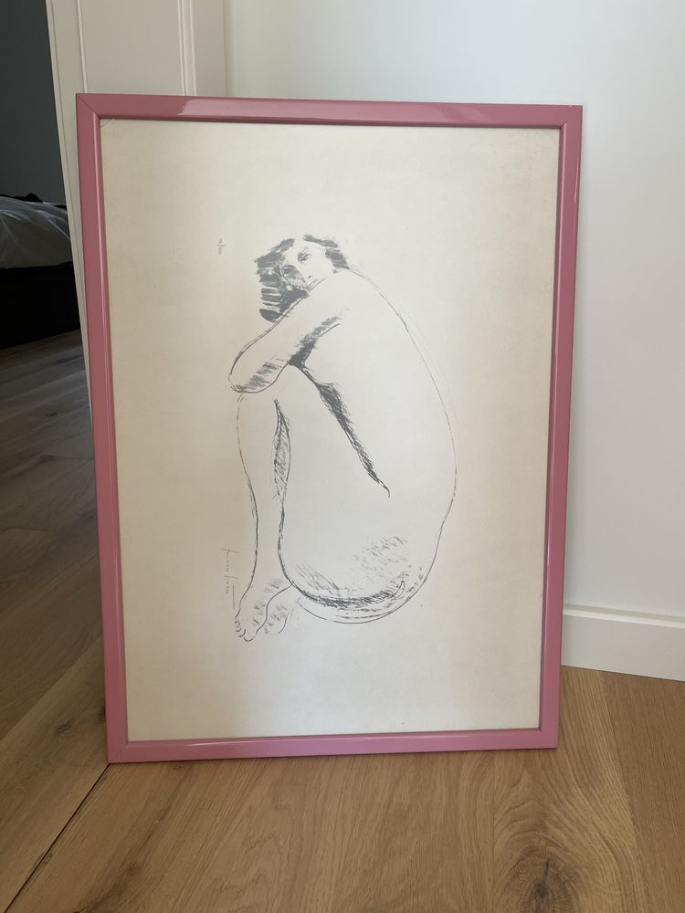Quadro com moldura cor de rosa