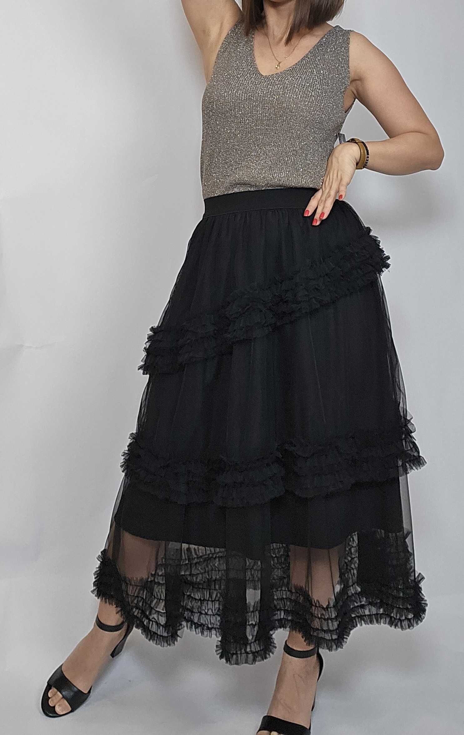 Spódnica spódniczka czarna tiulowa elegancka AZARA uni S M L XL