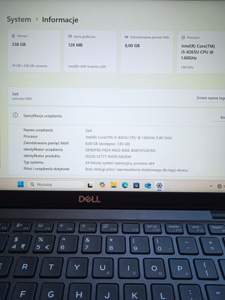 Dell Latitude 5400 i5 8gen